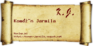 Komán Jarmila névjegykártya